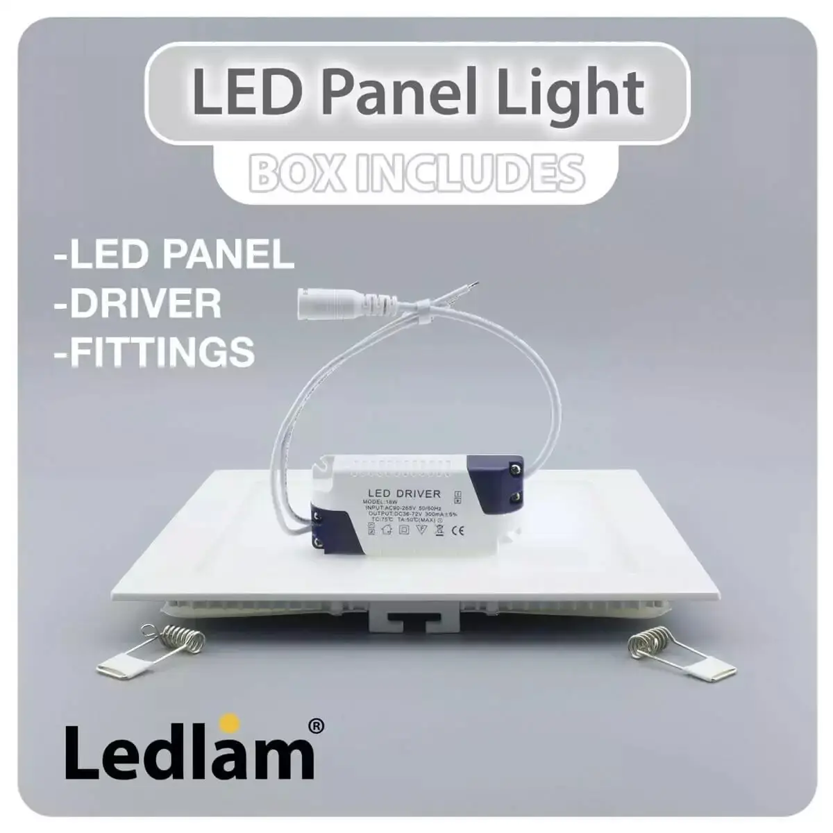 3W =20W LED Square Recessed Ceiling Flat Panel Down Light Ultra Slim 3000K 90mm - image 5 | Free standard UK delivery included | Discount Quality Products