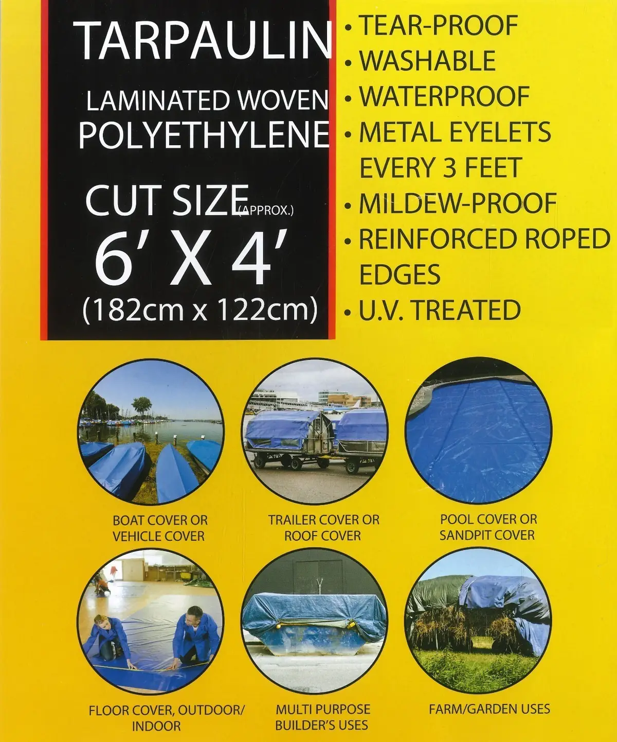 1.8m x 1.2m (6'x4') Waterproof Heavy Duty Strong Tarpaulin Camping, Garden Cover - image 6 | Free standard UK delivery included | Discount Quality Products