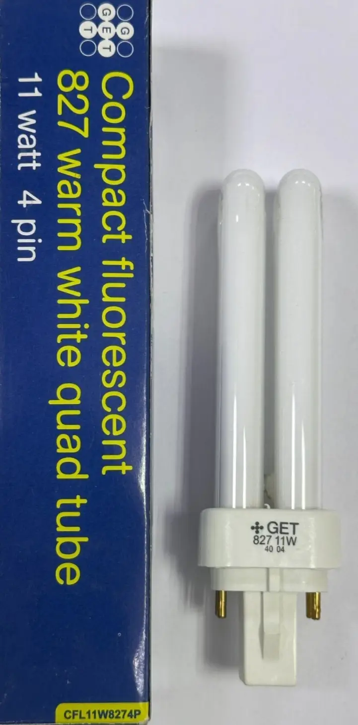 1x 11W GET G24q-1 4 pin CFL PL Double Turn Light Bulb 2700K Warm White Lamp