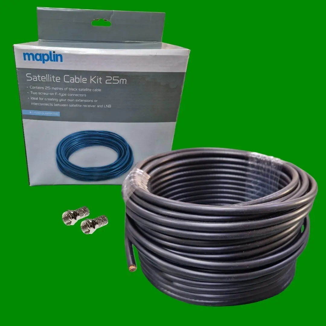 Maplin TV Satellite Extension Cable Kit 25m with 2 Screw-On F-Type Connectors