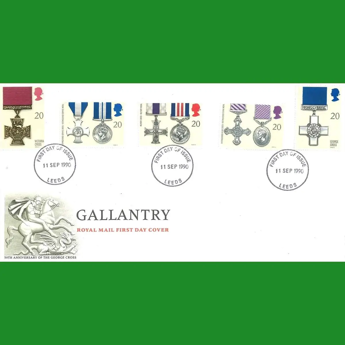 FDC Gallantry Commemorative Royal Mail First Day Cover Stamps, 11.9.1990