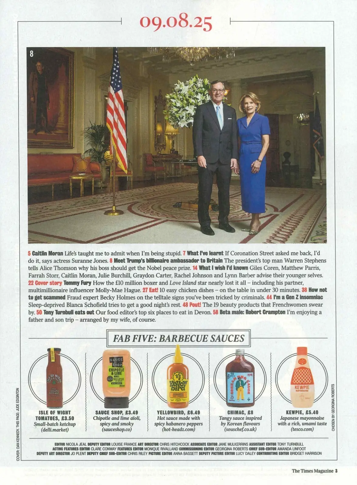 Times Magazine: Tommy Fury, Suranne Jones, Trump's Ambassador, G. Coren, 9.8.25 - image 2 | Free standard UK delivery included | Discount Quality Products