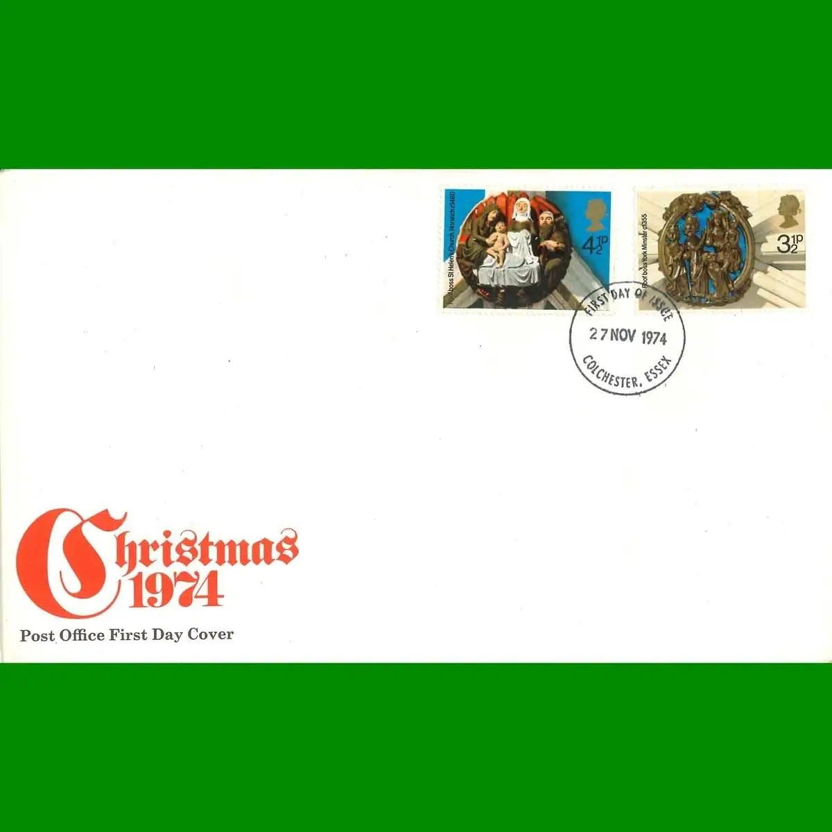 FDC Christmas 1974 Commemorative Post Office First Day Cover Stamps, 27.11.1974