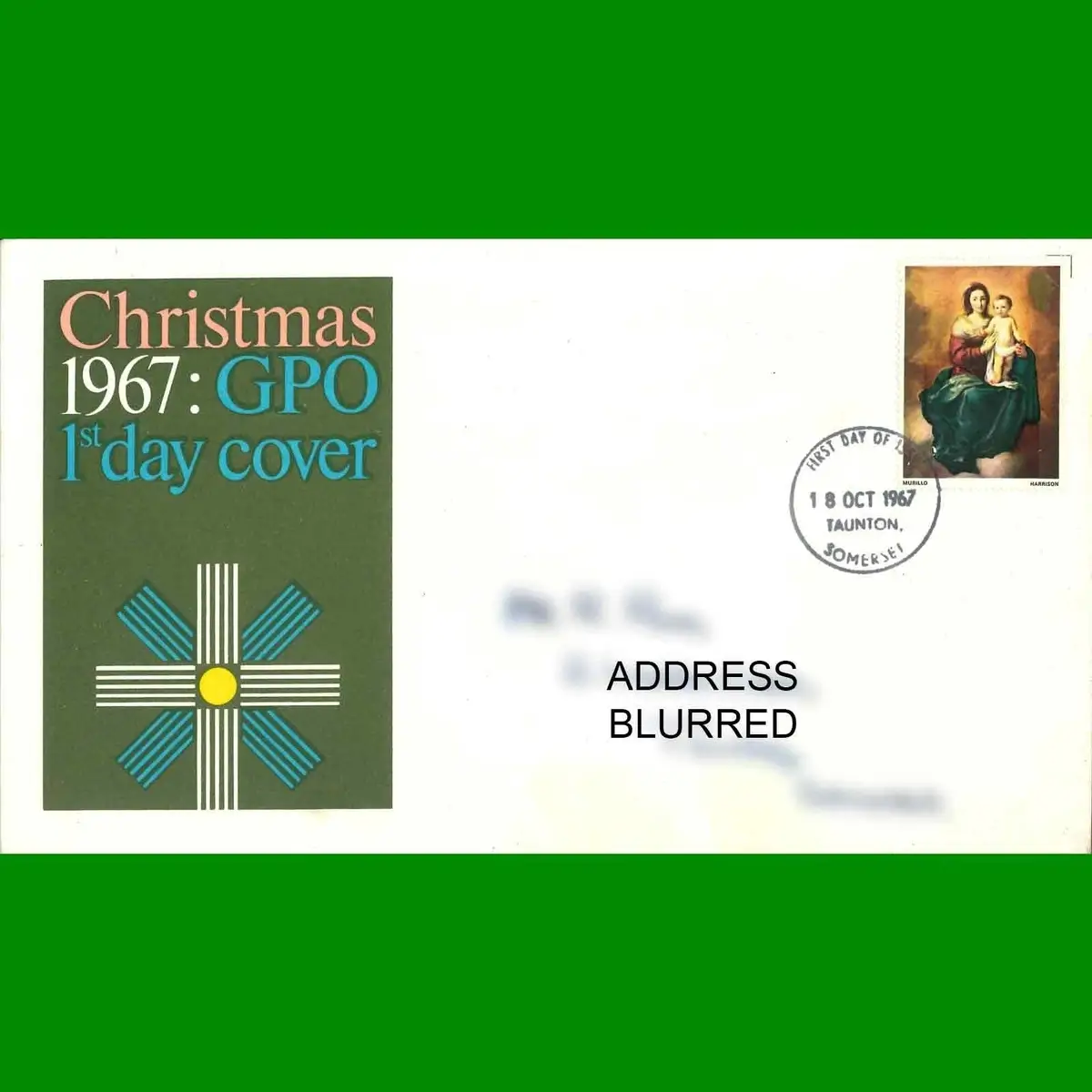FDC Christmas 1967 Commemorative Post Office First Day Cover Stamp, 18.10.1967
