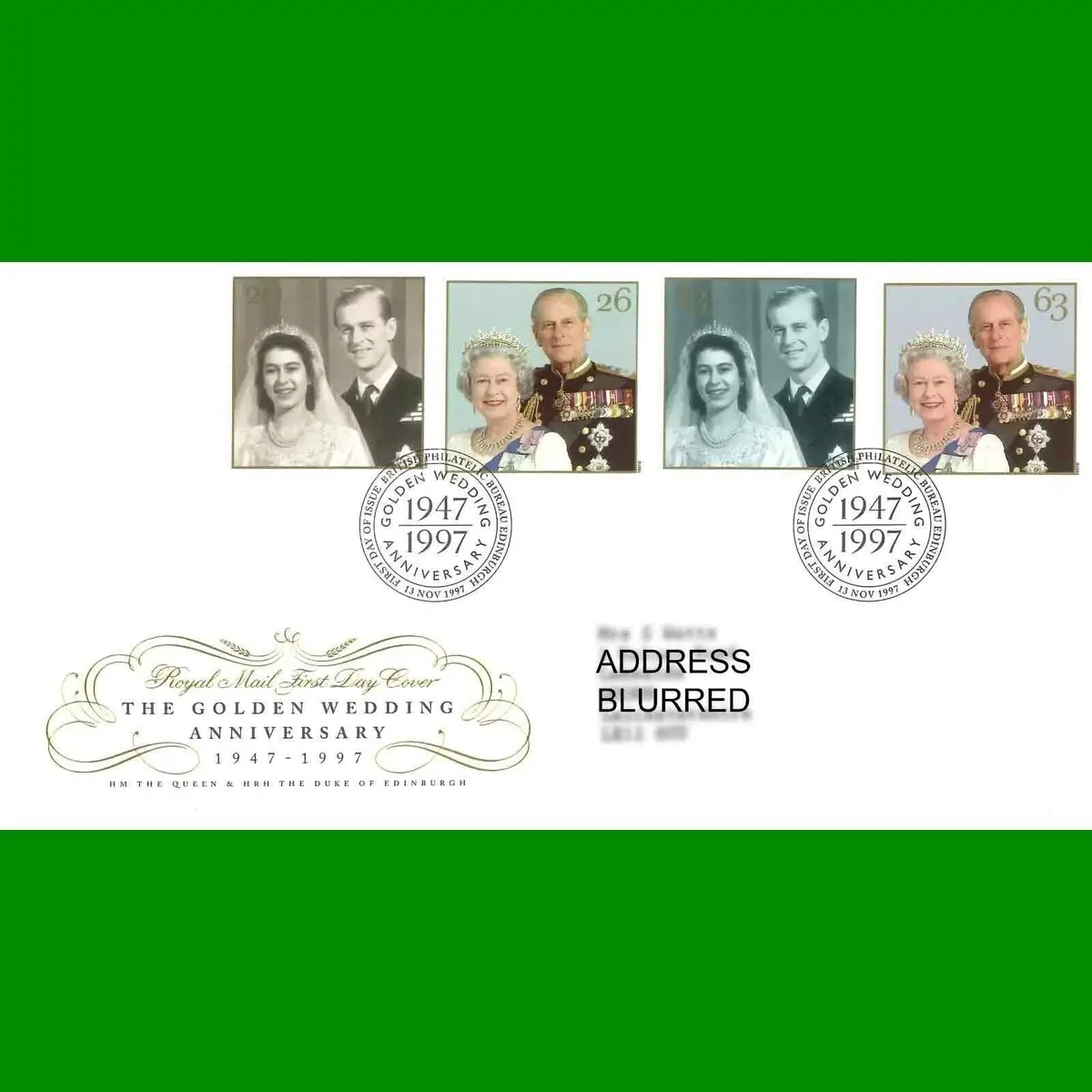 FDC Queens Golden Wedding Anniversary 1947 Royal Mail First Day Cover 13.11.1997