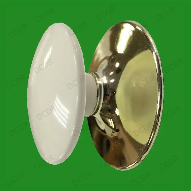 10x 35mm White Plastic & Brass Effect Cabinet Cupboard Door Handles Drawer Knobs - image 2 | Free standard UK delivery included | Discount Quality Products