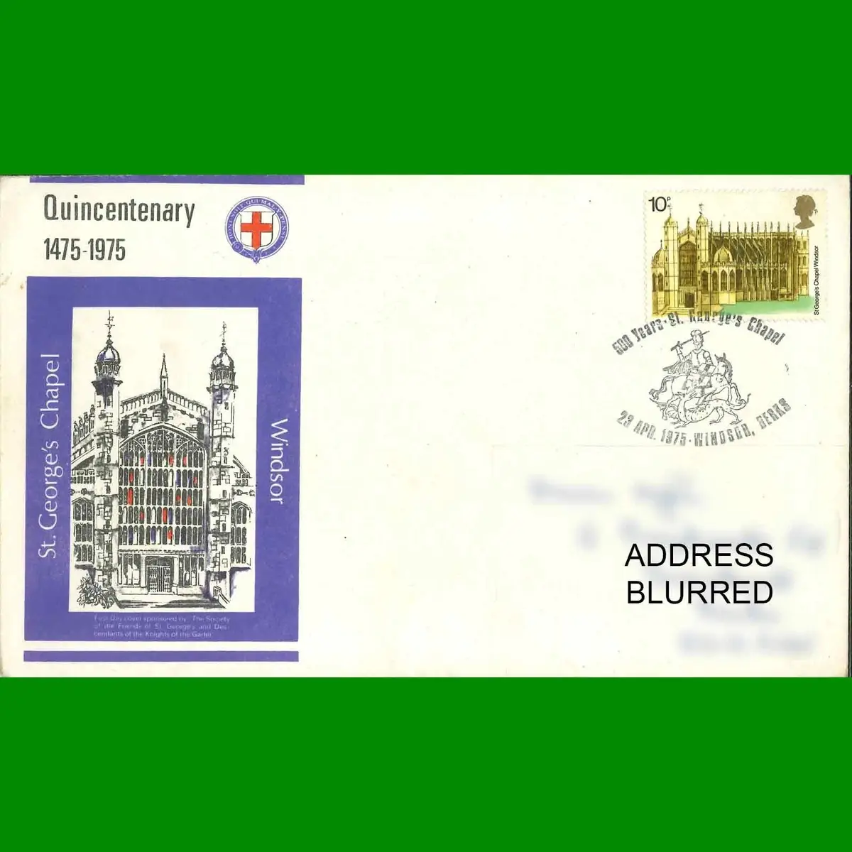 FDC St. George's Chapel, Windsor, Quincentenary, First Day Cover Stamp 23.4.1975