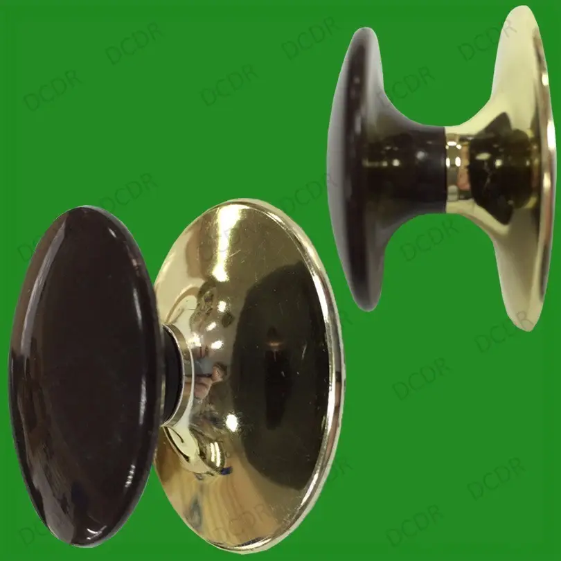 10x 35mm Brown Plastic &amp; Brass Effect Cabinet Cupboard Door Handles Drawer Knobs
