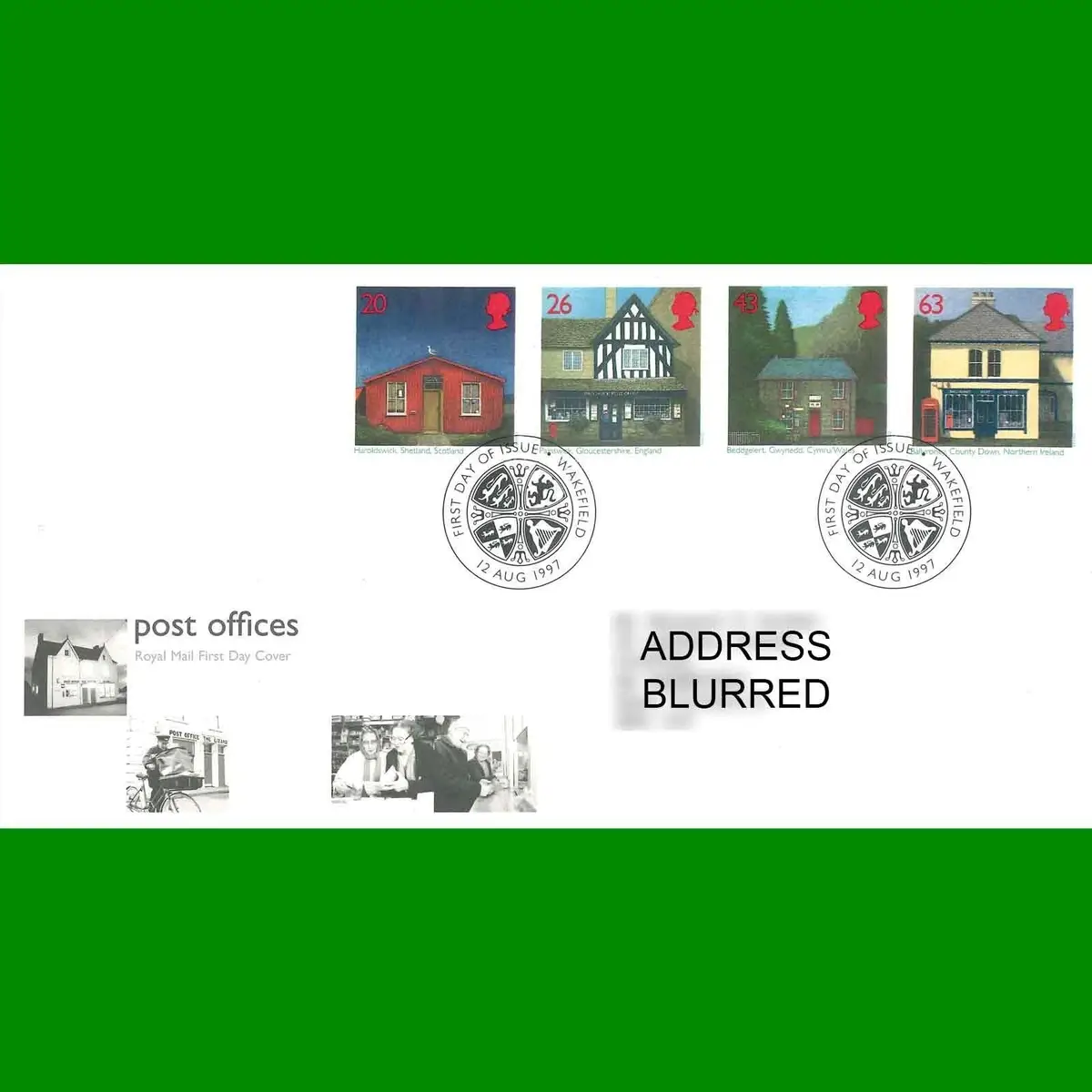 FDC Post Offices Commemorative Royal Mail First Day Cover Stamps, 12.8.1997