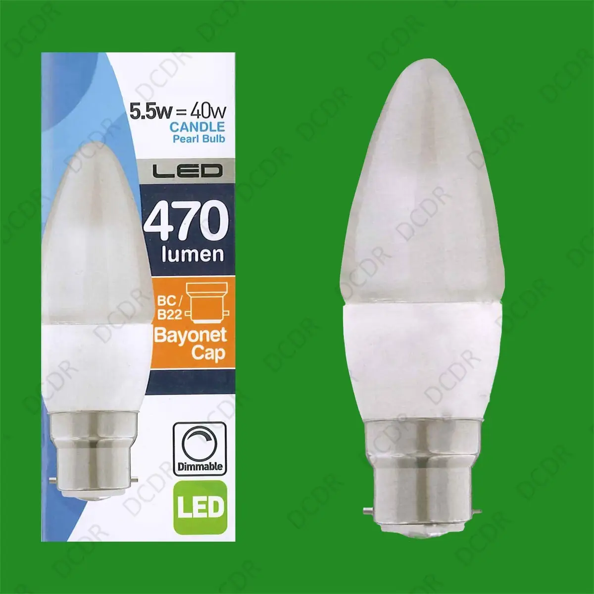 10x 5.5W (=40W) Dimmable LED Pearl Candle BC B22 Bayonet 2700K Light Bulbs Lamp