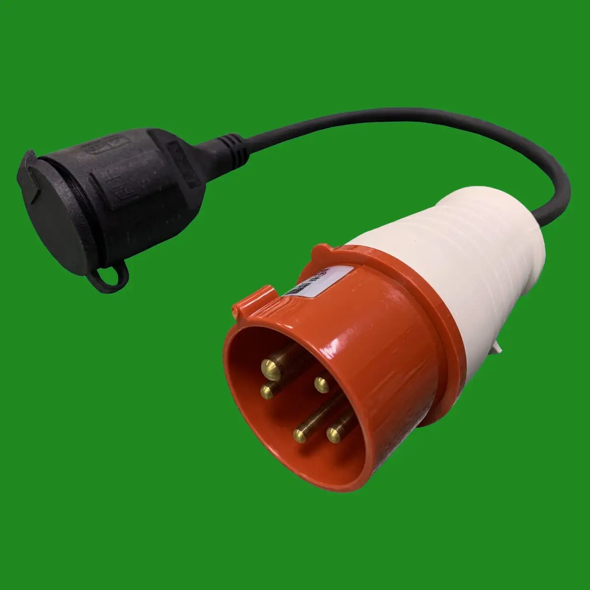 16A CEE 400V Plug to 16A Schuko Socket Fly Lead Converter Commercial Heavy Duty