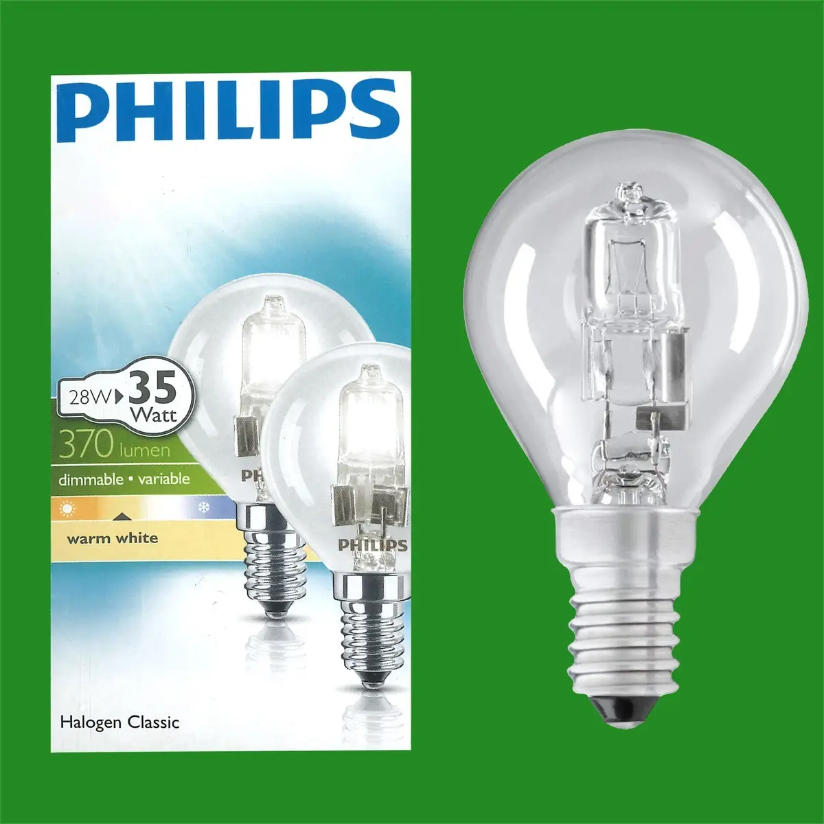 8x 28W (=35W) Philips Halogen Dimmable Clear Round Golf Light Bulbs SES E14 Lamp