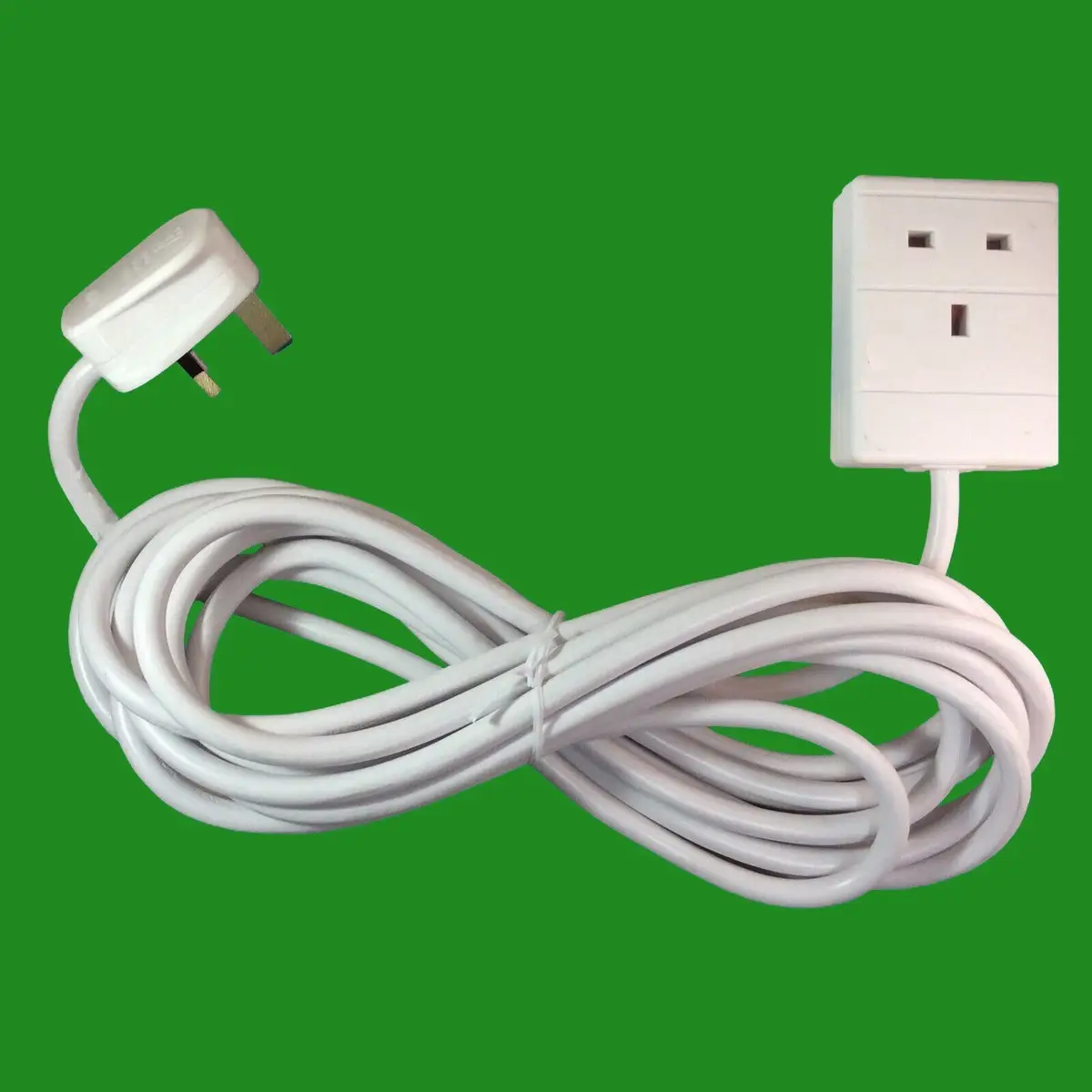 10m White 1 Way Extension Lead Cable 13A 3 Pin UK Socket