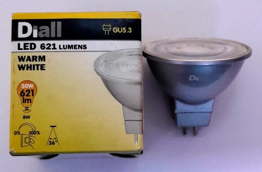 1x 8W (=50W) Diall LED Dimmable MR16 GU5.3 2700K Reflector Spot Light Bulb Lamps