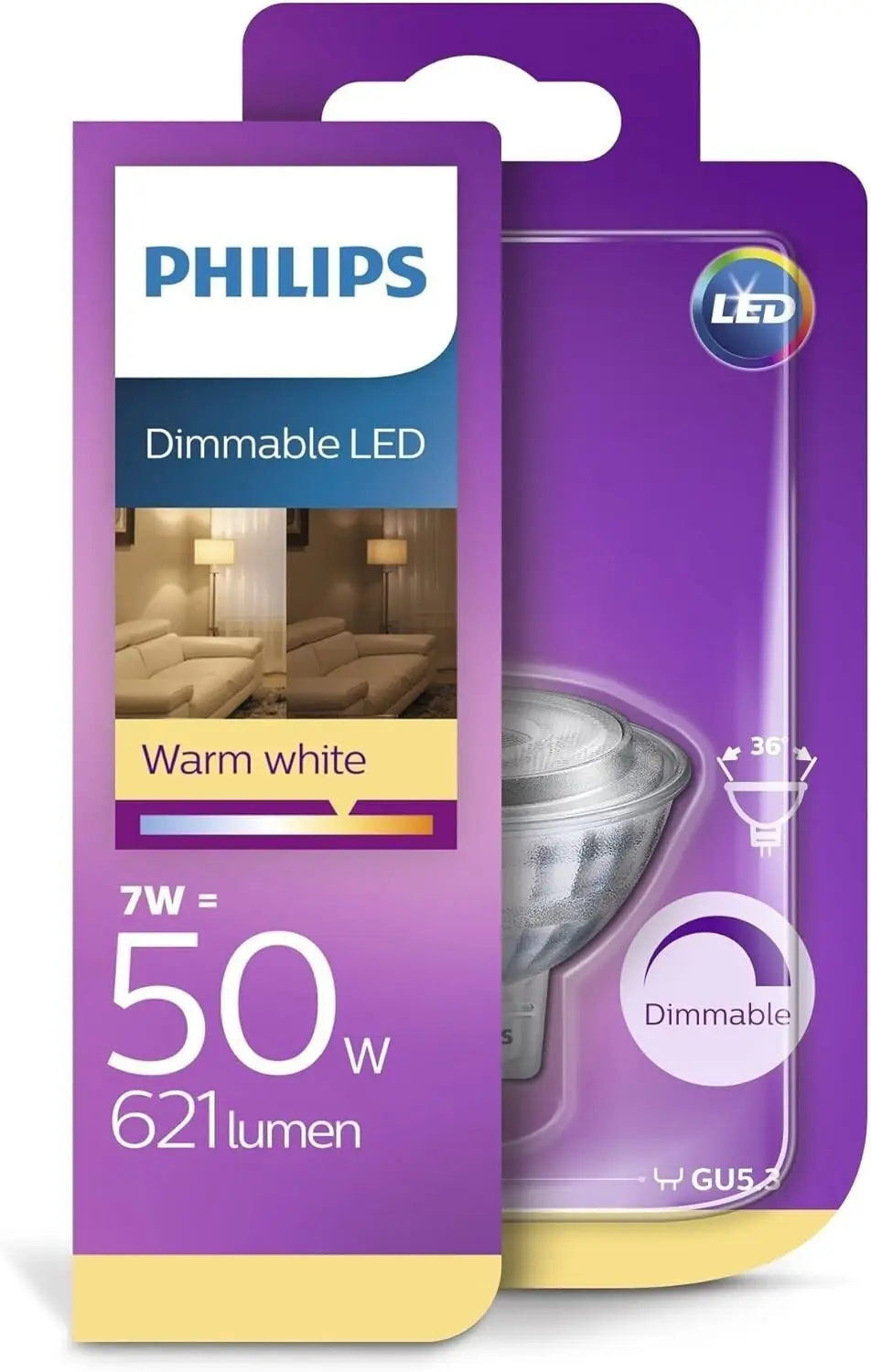 1x 7W (=50W) Philips MR16 GU5.3 12V Dimmable LED Reflector Spotlight Light Bulb - Free standard UK delivery included | Discount Quality Products