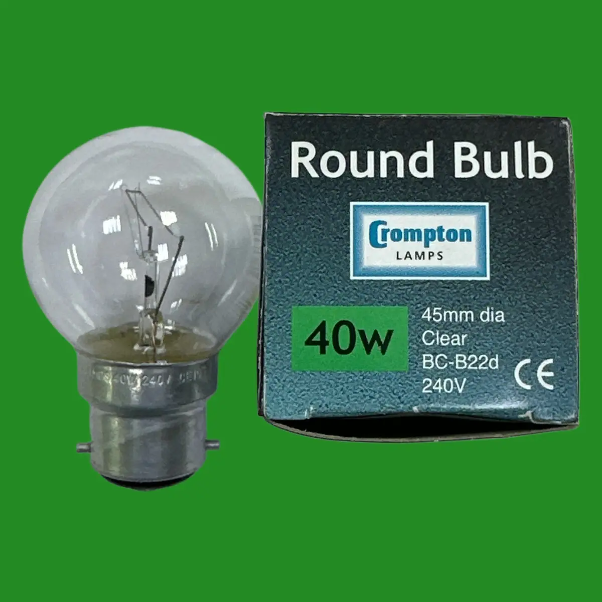 1x 40w Crompton Golf Round Incandescent Dimmable Clear BC B22 Light Bulb Lamp - image 2 | Free standard UK delivery included | Discount Quality Products