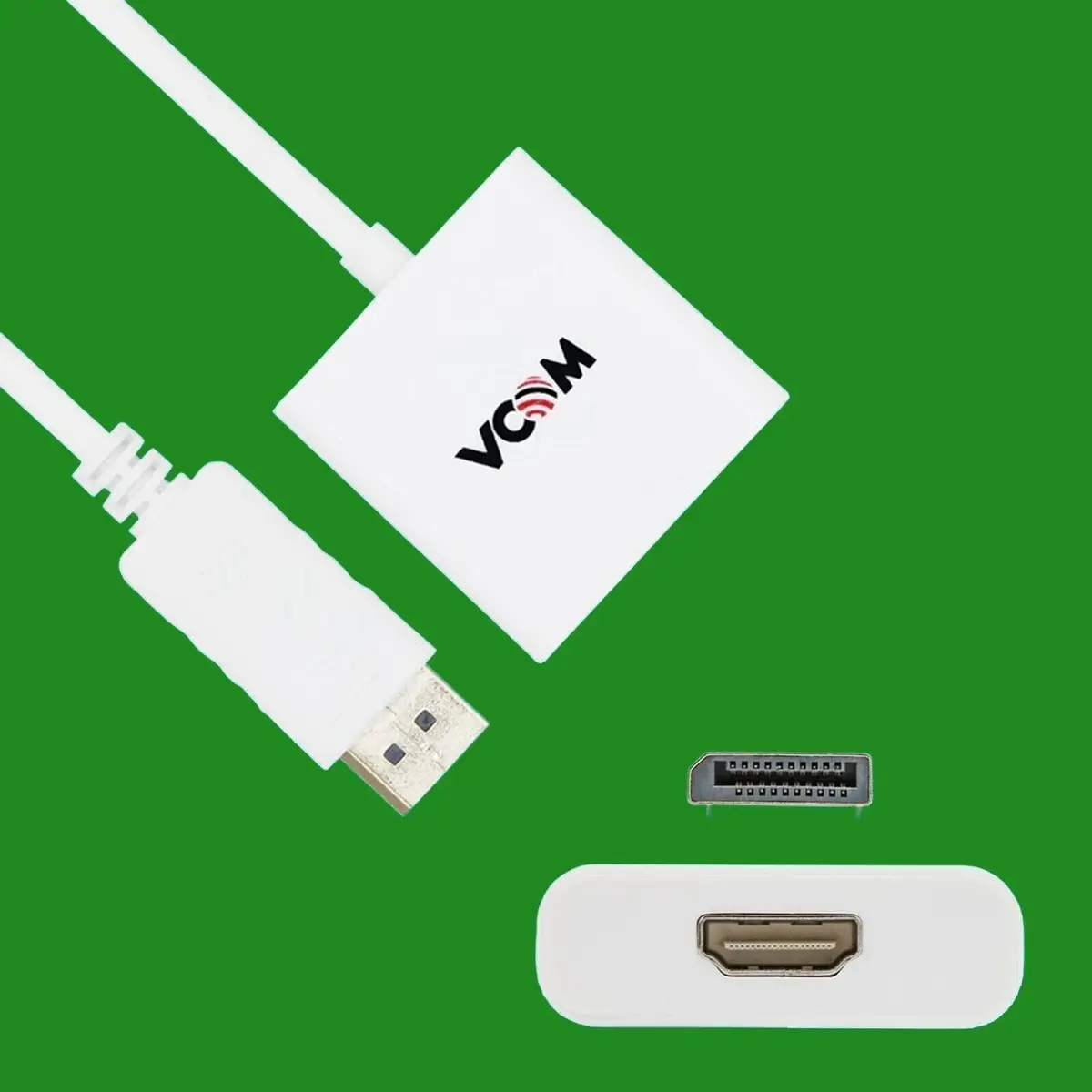 1x Male DisplayPort to Female HDMI Adaptor Convertor Cable, Gold Plated, White