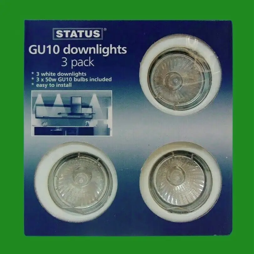 3 Pack Ceiling Mount GU10 Downlights Warm White, 50w, Recessed, Bulbs Included