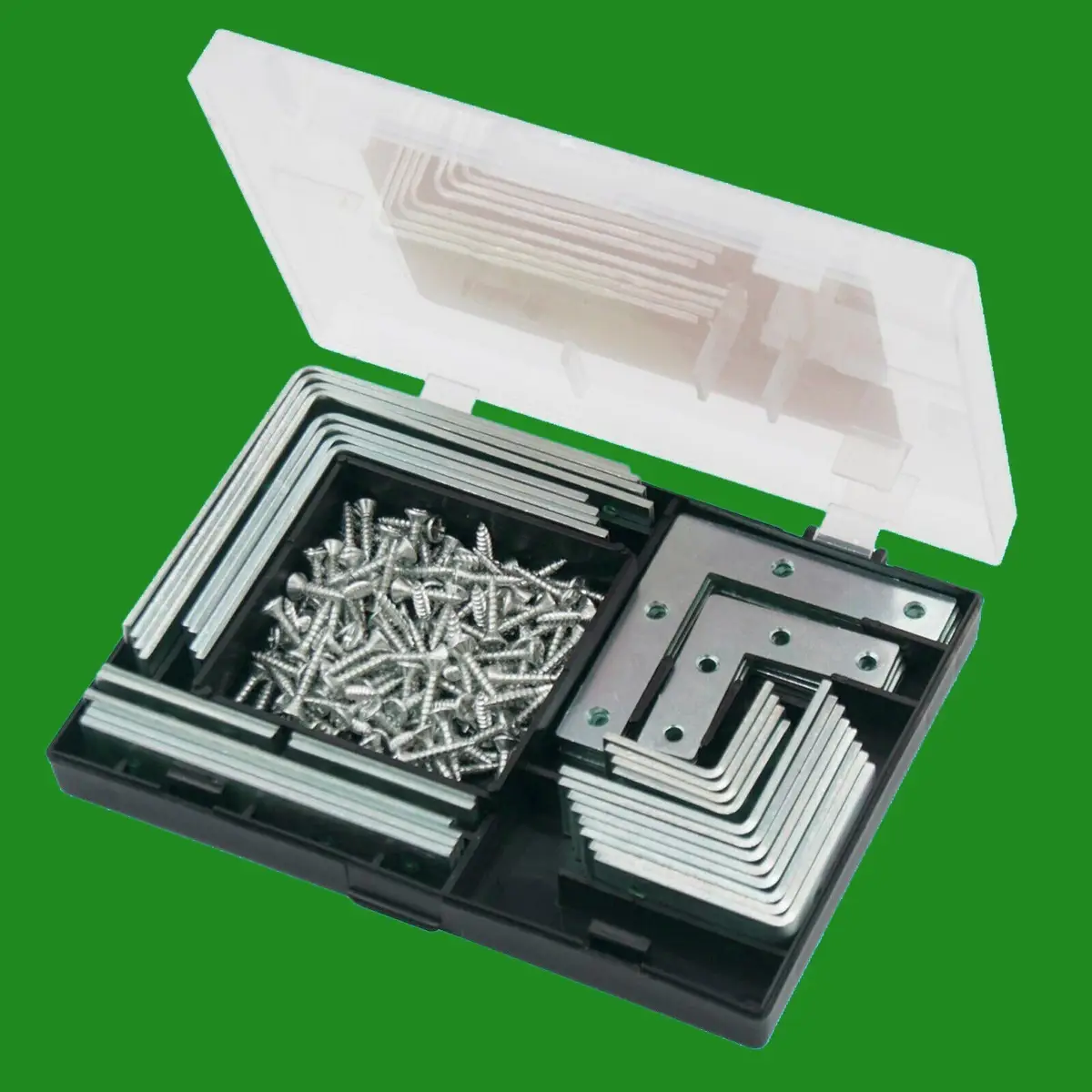 180pc Heavy Duty Mending, Corner Plate &amp; 90° Braces Set, Fixing Joining Brackets