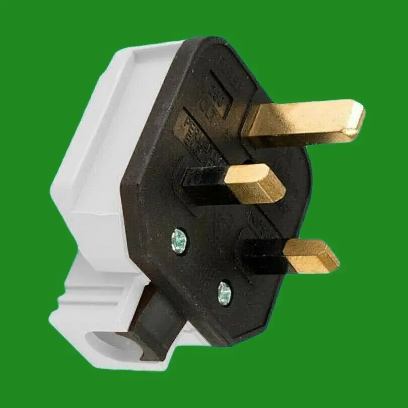 1x White Rewireable Heavy Duty Plug 13A 230V UK 3-Pin Plastic Body Fused
