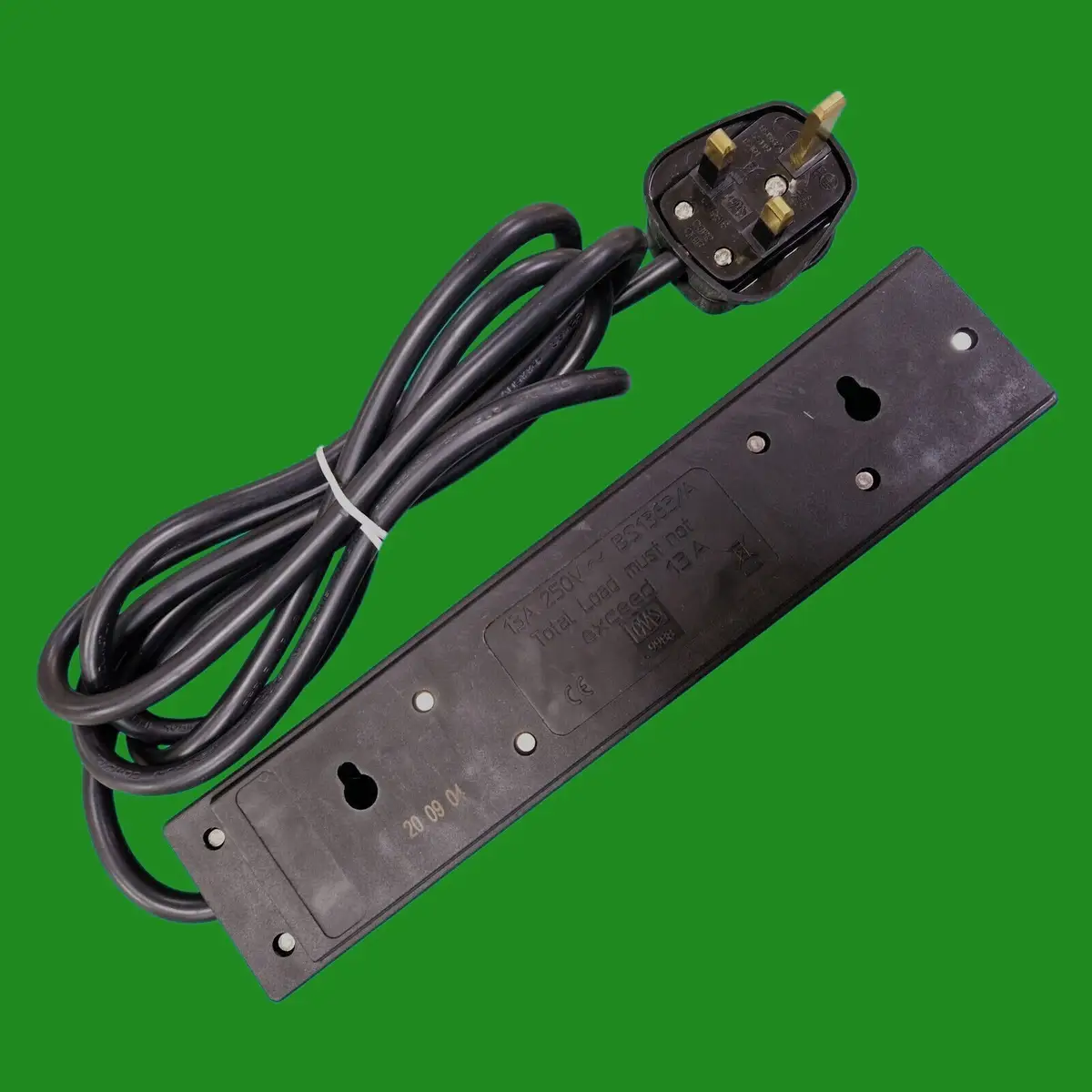 1x Matt Black 4 Gang 2m Multi-outlet Mains Extension Socket Lead 13A UK Plug - image 2 | Free standard UK delivery included | Discount Quality Products