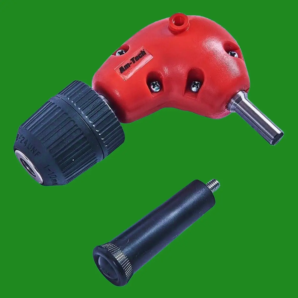10mm (3/8") Keyless Chuck Right Angle Drill Power Tool Attachment &amp; Side Handle