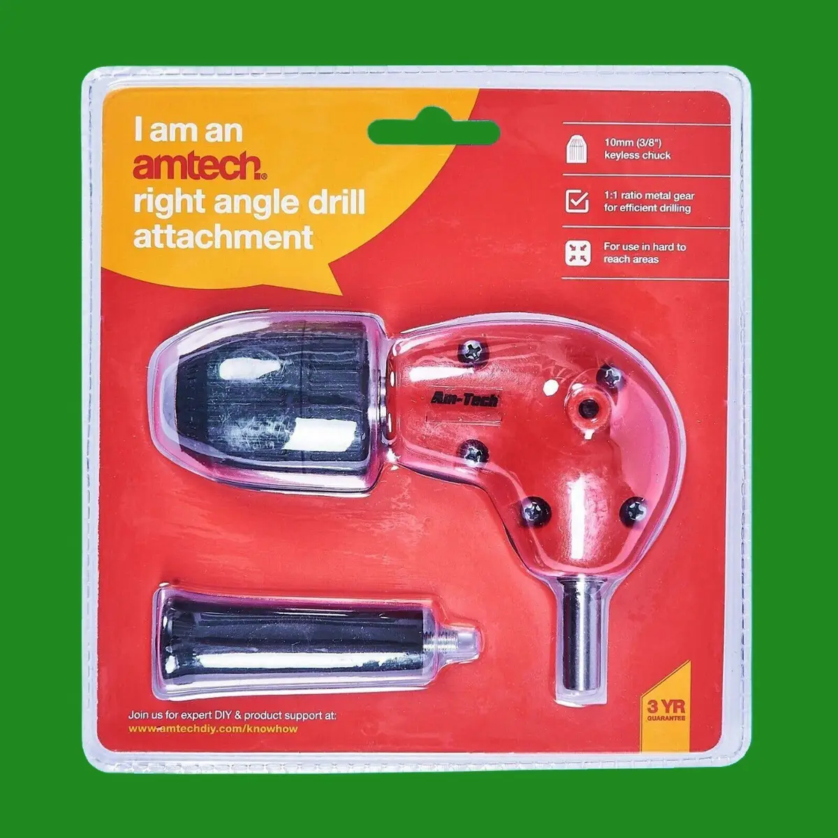 10mm (3/8") Keyless Chuck Right Angle Drill Power Tool Attachment & Side Handle - image 3 | Free standard UK delivery included | Discount Quality Products