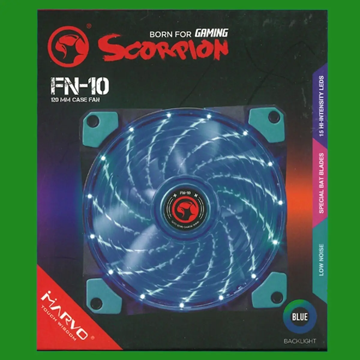 120mm Scorpion FN-10 Blue LED Internal Quiet Case Gaming Fan For Computer Cases