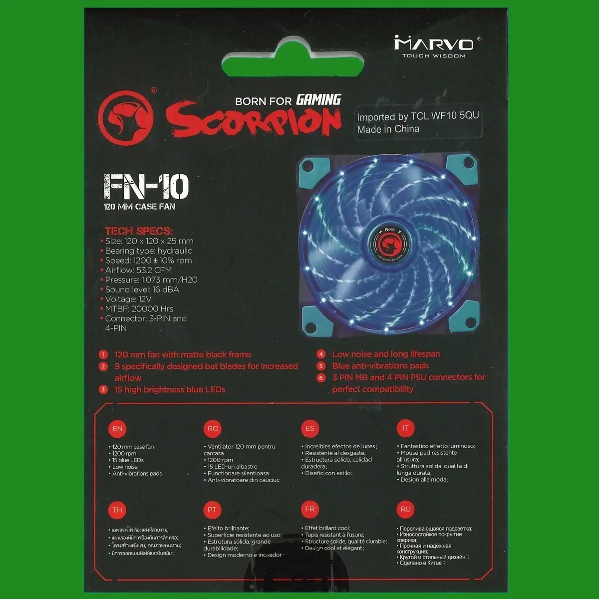 120mm Scorpion FN-10 Blue LED Internal Quiet Case Gaming Fan For Computer Cases - image 2 | Free standard UK delivery included | Discount Quality Products