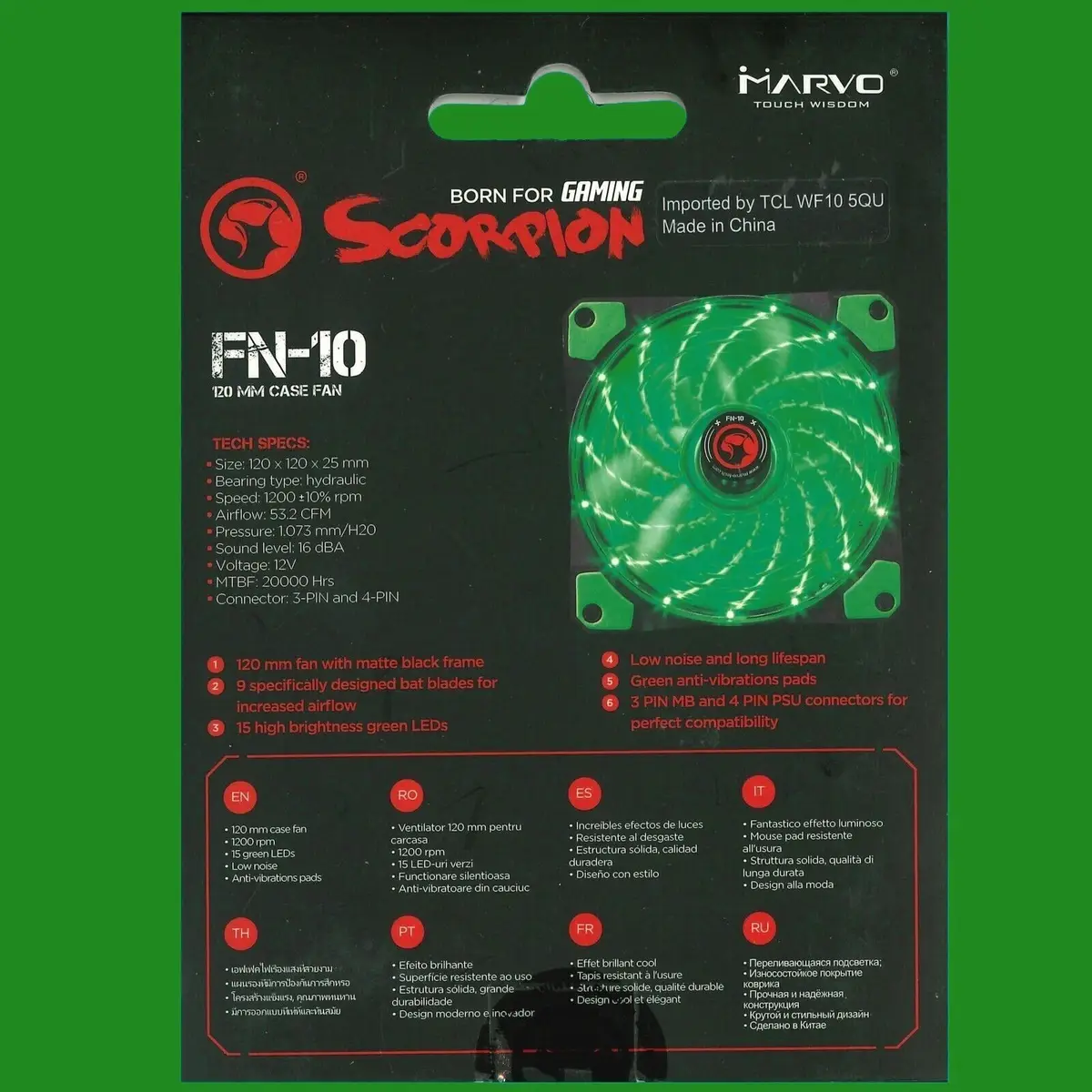 120mm Scorpion FN-10 Green LED Internal Quiet Case Gaming Fan For Computer Cases - image 3 | Free standard UK delivery included | Discount Quality Products