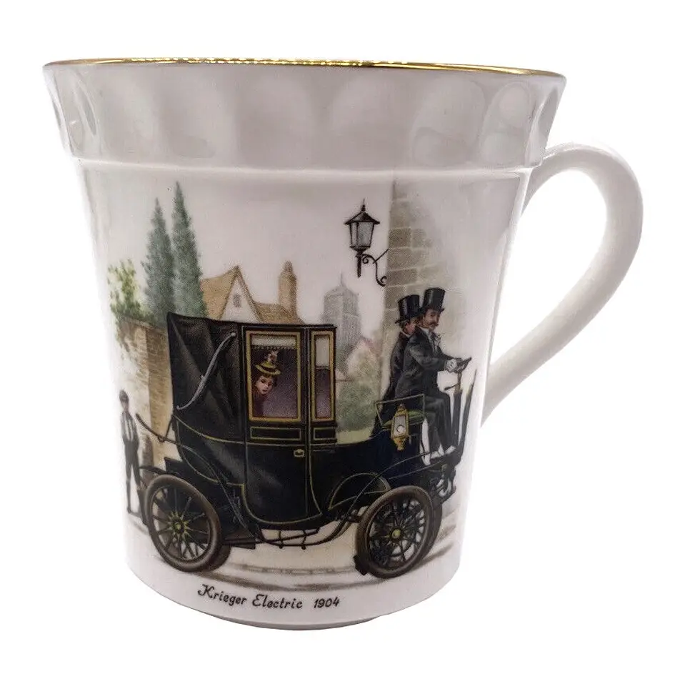 Krieger 1904 Electric Car Landaulette; Crown China Staffordshire Vintage Cup Mug