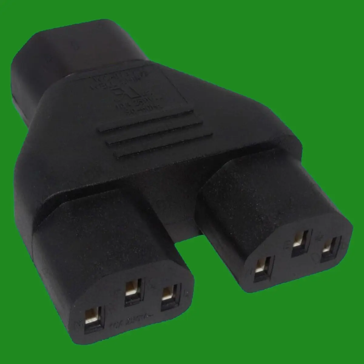 1x Black IEC Socket to Two IEC Plug Splitter Adaptor, 230V 10A, Power, Computer