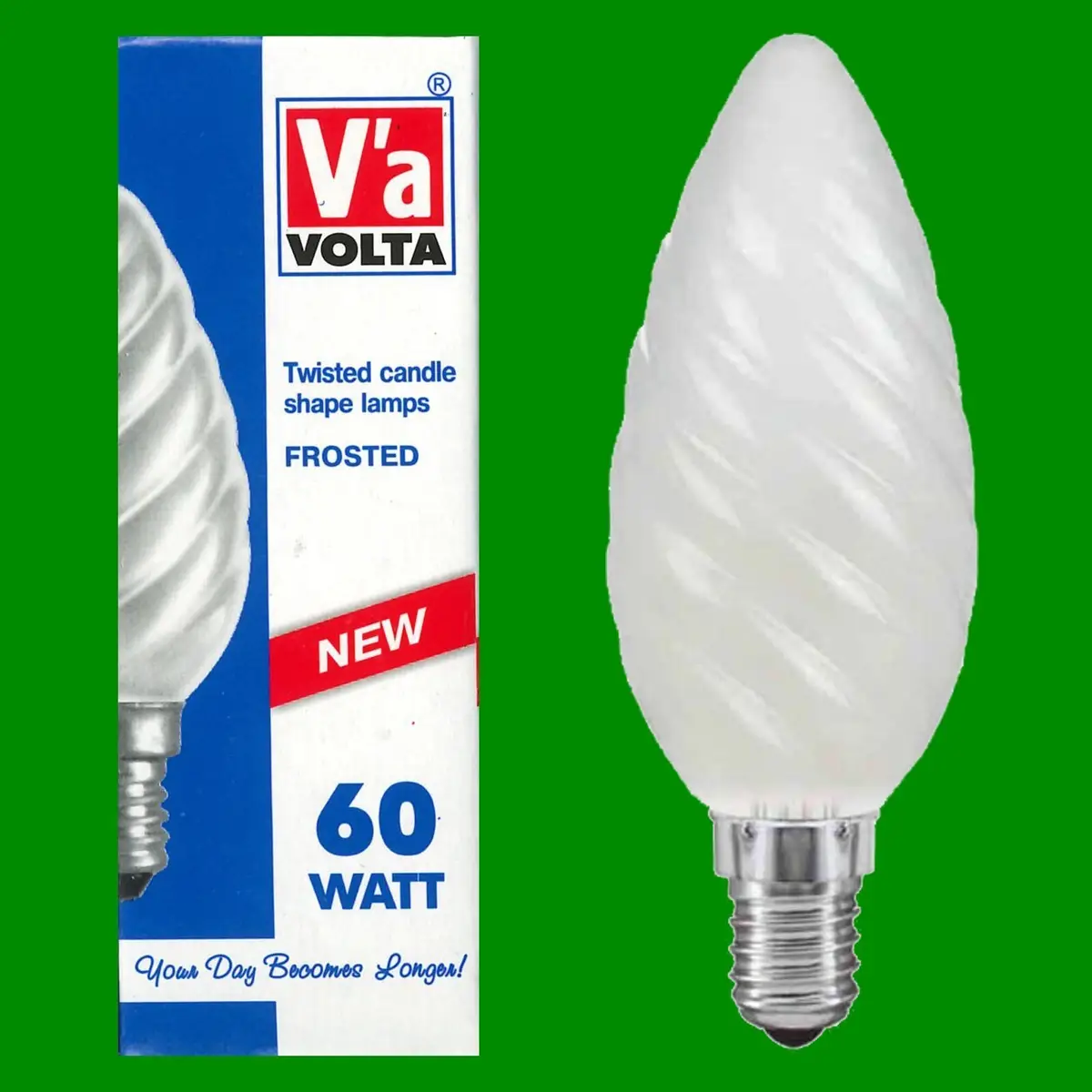 100x 60W Volta Frosted Twisted Candle SES E14 Small Edison Screw Light Bulb Lamp