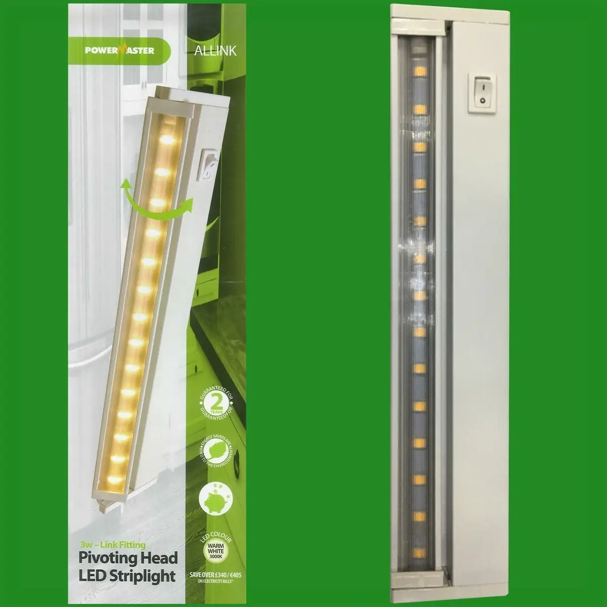 3W Pivoting Head LED Striplight Warm White 3000K Aluminium Body 120 Degree Beam - image 4 | Free standard UK delivery included | Discount Quality Products