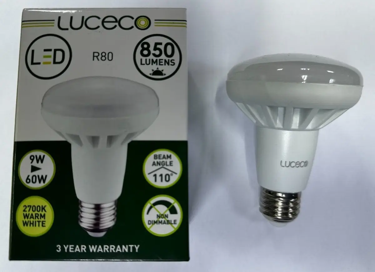 2x 9W (=60W) R80 LED Pearl Reflector Spot Light Bulbs E27 2700K Warm White Lamp - image 2 | Free standard UK delivery included | Discount Quality Products