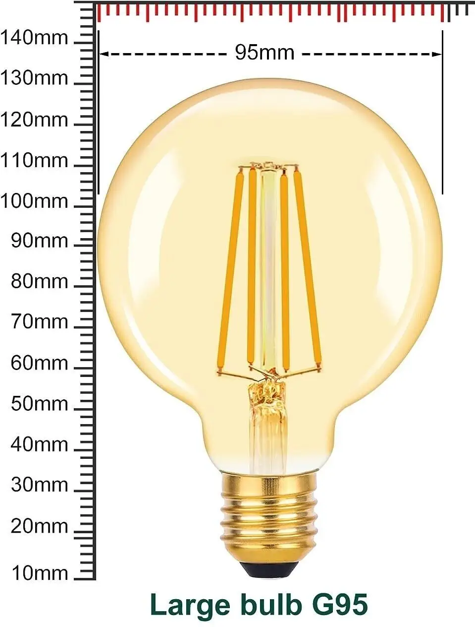 2x 6W Dimmable Vintage G95 Gold LED Filament, ES E27, 2700K, Light Bulb, Lamp - image 3 | Free standard UK delivery included | Discount Quality Products