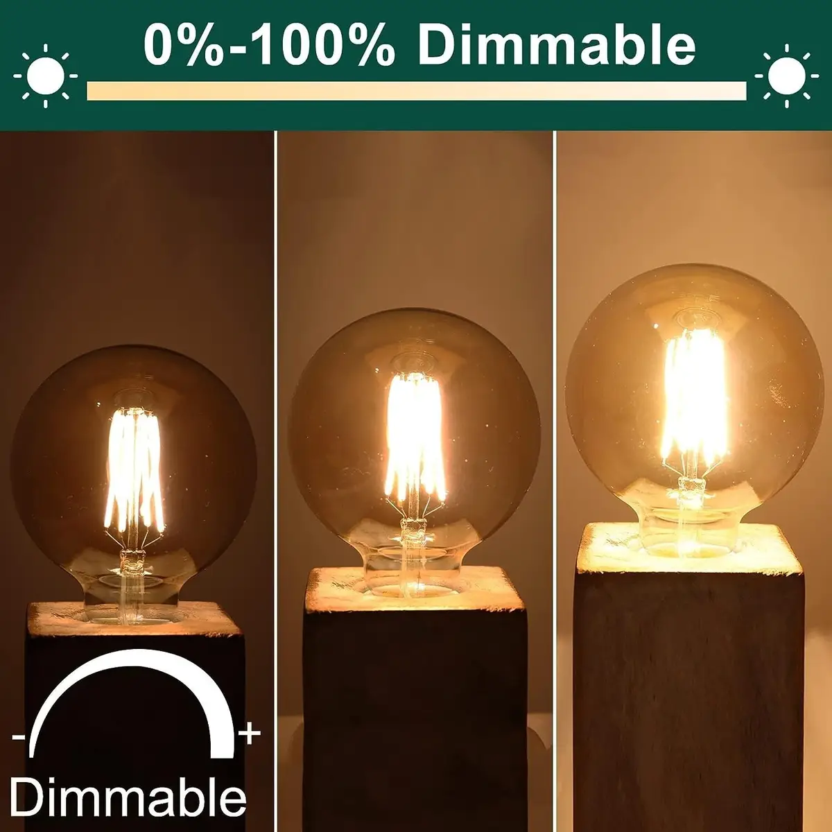 2x 6W Dimmable Vintage G95 Gold LED Filament, ES E27, 2700K, Light Bulb, Lamp - image 6 | Free standard UK delivery included | Discount Quality Products