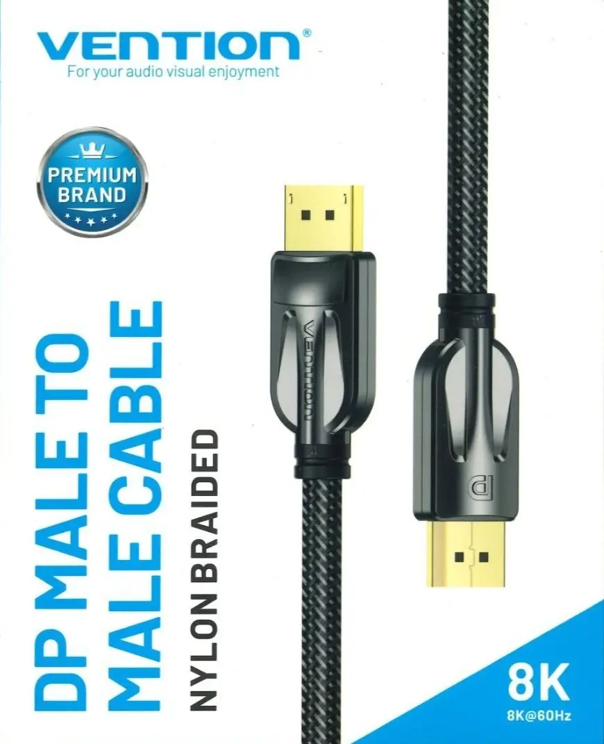 2M Nylon Braided Vention DP DisplayPort 1.4 Male to Male Cable 8K@60Hz 4K@120Hz