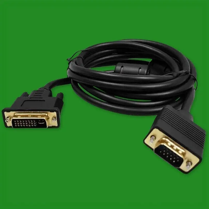 1x 2m DVI-I Male to VGA Male Computer PC Monitor Lead Cable Plug Black