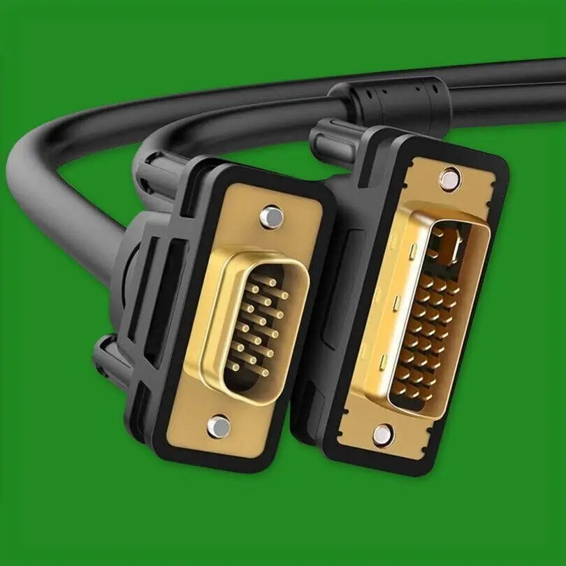 1x 2m DVI-I Male to VGA Male Computer PC Monitor Lead Cable Plug Black - image 2 | Free standard UK delivery included | Discount Quality Products
