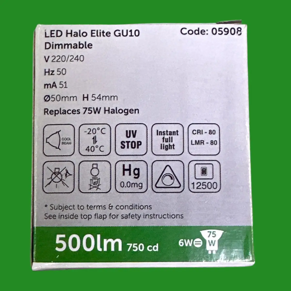 2x 6W (=75W) Bell Dimmable LED GU10 Reflector Spot Light Bulb 2700K Halo Elite - image 4 | Free standard UK delivery included | Discount Quality Products