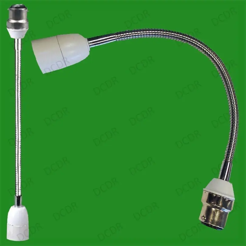 6x 300mm B22 to E14 SES Flexible Lamp Holder, Orientational Light Bulb Extension