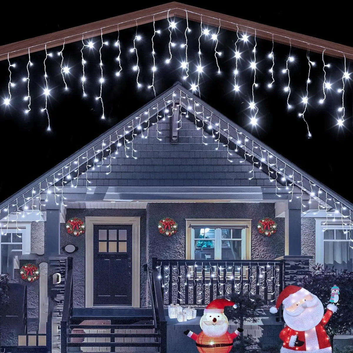 3m 100 LED Icicle Fairy String Lights Shows Bar Windows Entrance Christmas White