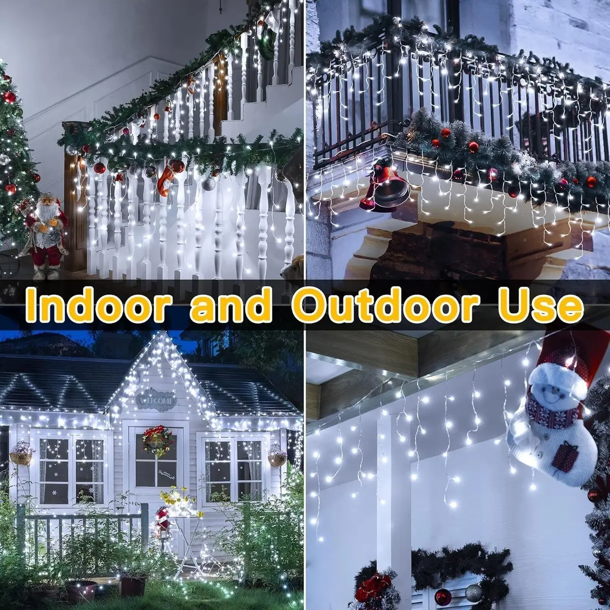 3m 100 LED Icicle Fairy String Lights Shows Bar Windows Entrance Christmas White - image 2 | Free standard UK delivery included | Discount Quality Products