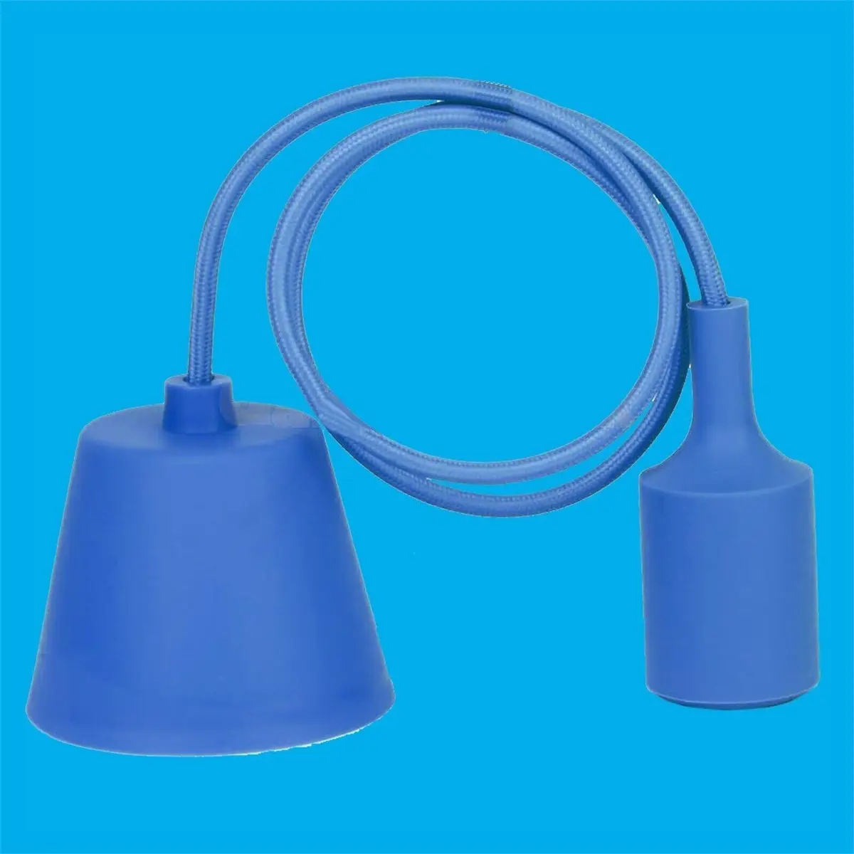 2x Blue Silicone Coated ES E27 Rose Pendant Ceiling Light Bulb Holder Fitting