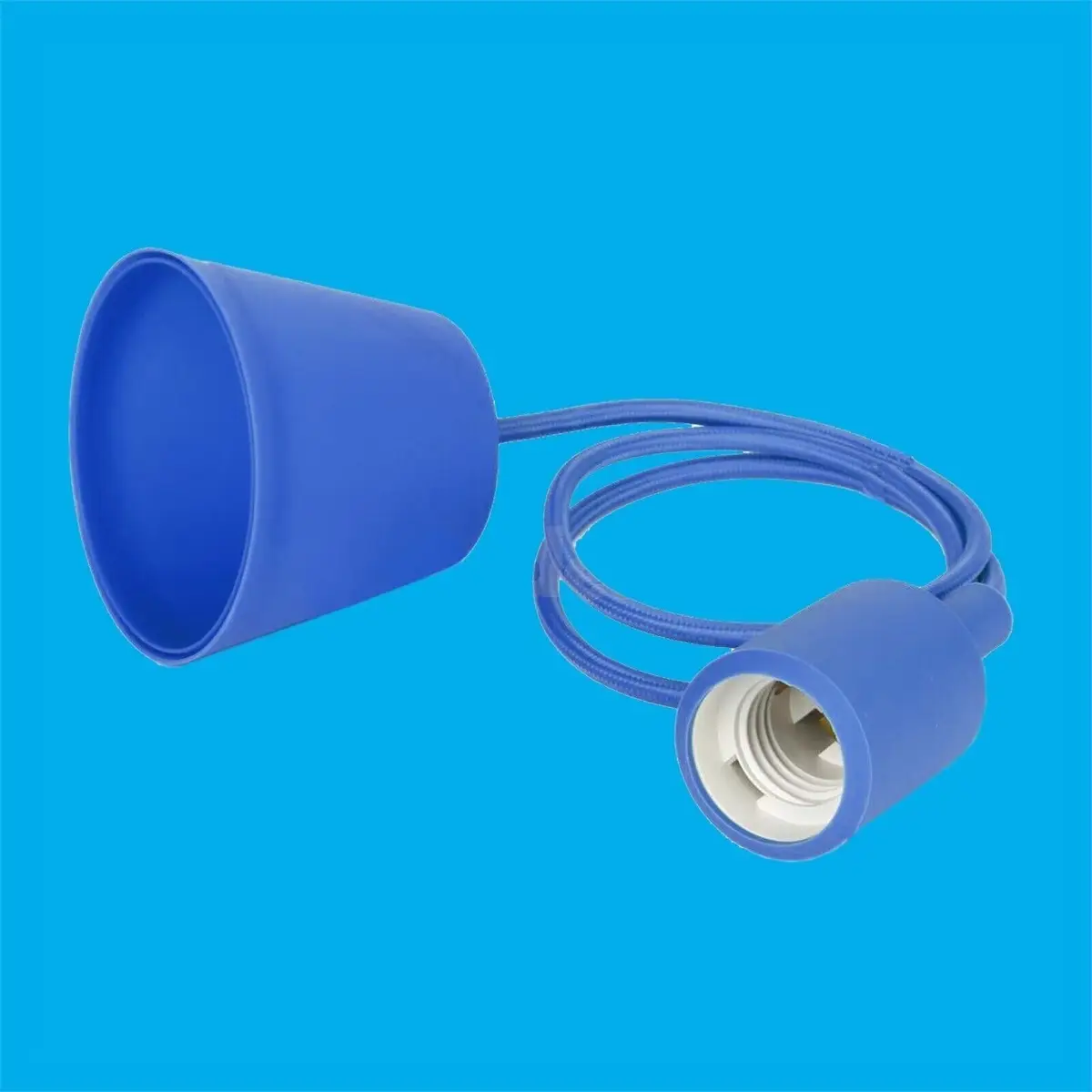 2x Blue Silicone Coated ES E27 Rose Pendant Ceiling Light Bulb Holder Fitting - image 5 | Free standard UK delivery included | Discount Quality Products