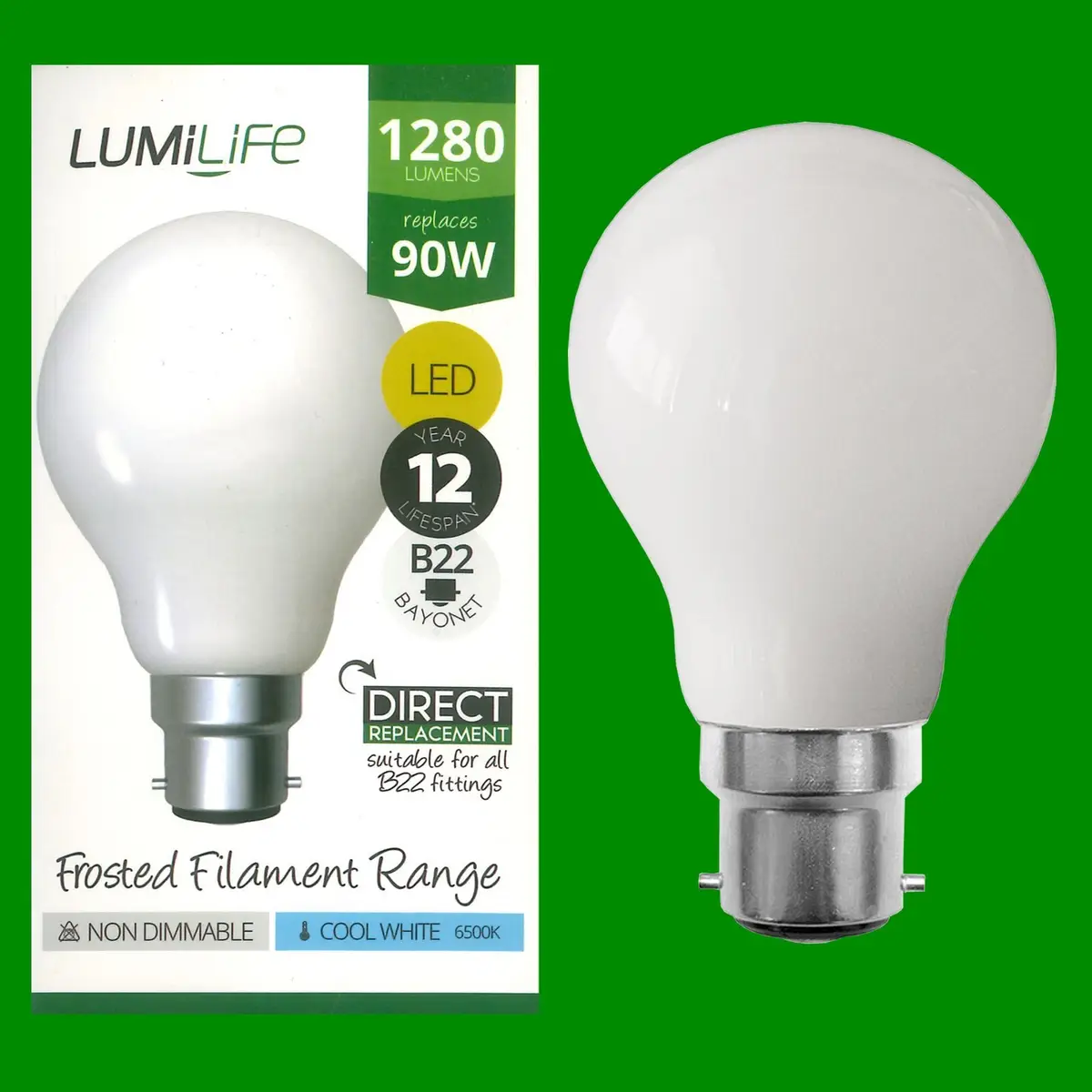 4x 11W (=90W) LED Frosted GLS A67 Light Bulb BC B22 6500K 1280lm Energy Saving
