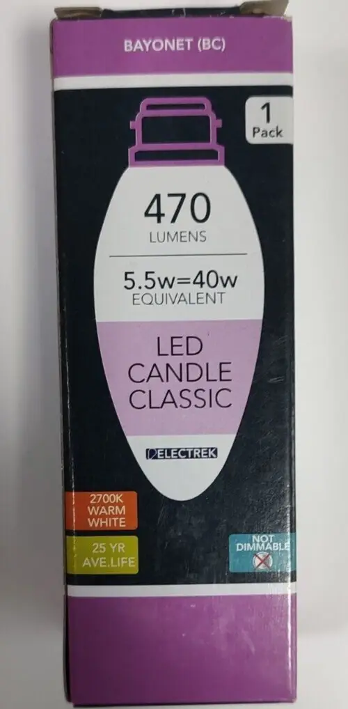 1x 5.5W Warm White LED Ultra Low Energy Instant On Candle Light Bulb BC B22 Lamp - image 2 | Free standard UK delivery included | Discount Quality Products