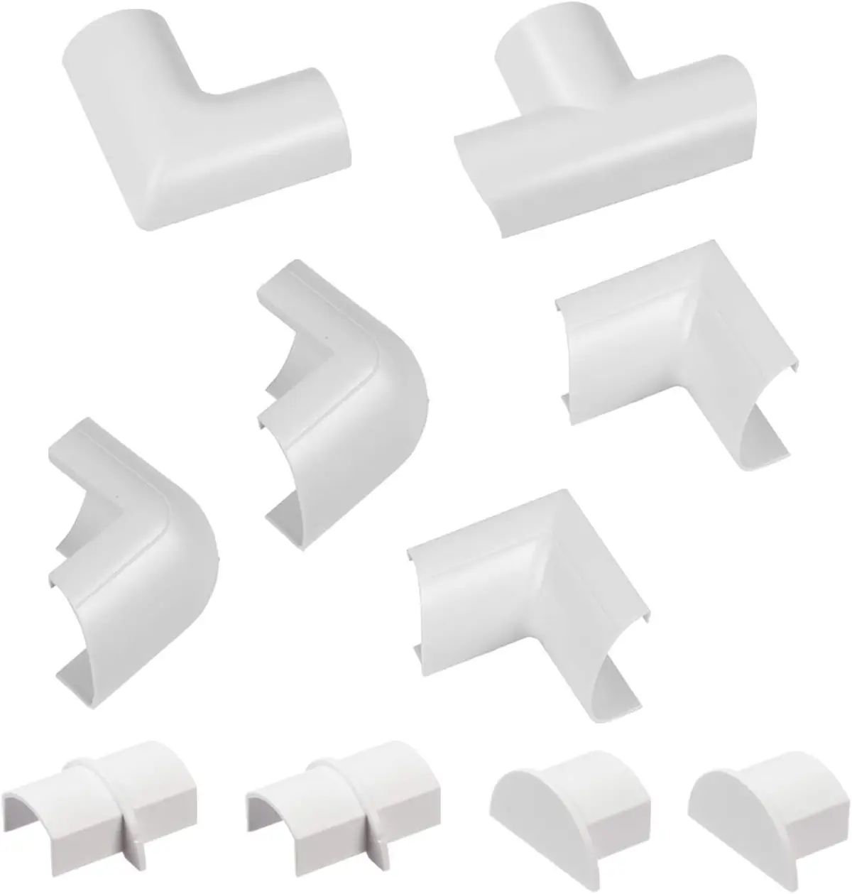 10 Piece 30mm x 15mm Mini Cable Cover Trunking Clip Over, Flat, Bends, Equal Tee