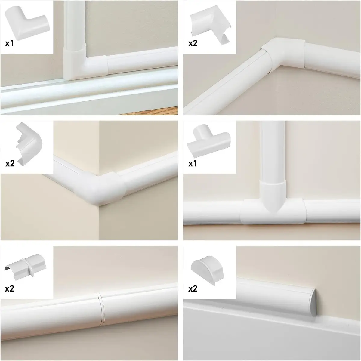 10 Piece 30mm x 15mm Mini Cable Cover Trunking Clip Over, Flat, Bends, Equal Tee - image 2 | Free standard UK delivery included | Discount Quality Products